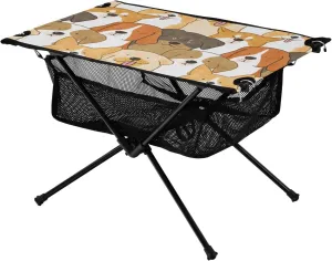 Bolaz Outdoor Folding Portable Picnic Camping Table-Cute Dog Pattern,Storage Mesh for Camping Gear Accessories, Hiking, Mountaineering, Outdoor Travel