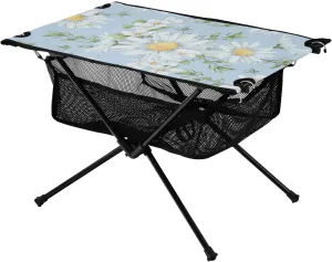 Bolaz Outdoor Folding Portable Picnic Camping Table-Daisies and Wildflowers,Storage Mesh for Camping Gear Accessories, Hiking, Mountaineering, Outdoor Travel