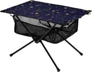 Bolaz Outdoor Folding Portable Picnic Camping Table-Moon Star Unicorn Galaxy,Storage Mesh for Camping Gear Accessories, Hiking, Mountaineering, Outdoor Travel