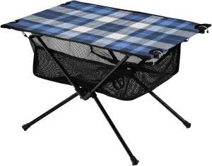 Bolaz Outdoor Folding Portable Picnic Camping Table-Navy Blue Plaid Check,Storage Mesh for Camping Gear Accessories, Hiking, Mountaineering, Outdoor Travel