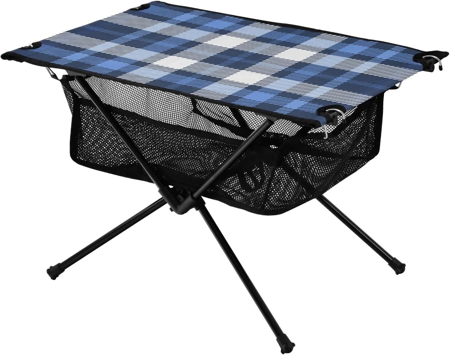 Bolaz Outdoor Folding Portable Picnic Camping Table-Navy Blue Plaid Check,Storage Mesh for Camping Gear Accessories, Hiking, Mountaineering, Outdoor Travel
