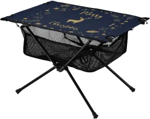 Bolaz Outdoor Folding Portable Picnic Camping Table-Star Print and Deer,Storage Mesh for Camping Gear Accessories, Hiking, Mountaineering, Outdoor Travel
