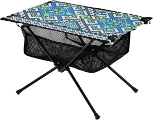 Bolaz Outdoor Folding Portable Picnic Camping Table-Vintage Geometric Flower2,Storage Mesh for Camping Gear Accessories, Hiking, Mountaineering, Outdoor Travel
