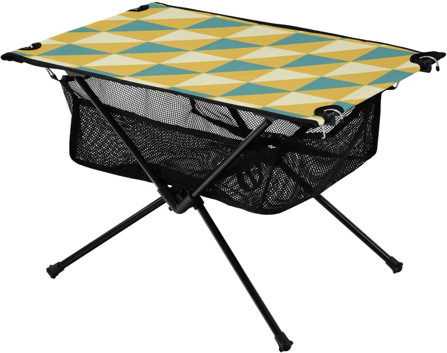 Bolaz Outdoor Folding Portable Picnic Camping Table-Yellow and Blue Grid Pattern,Storage Mesh for Camping Gear Accessories, Hiking, Mountaineering, Outdoor Travel