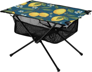 Bolaz Outdoor Folding Portable Picnic Camping Table-Yellow Lemons Flowers,Storage Mesh for Camping Gear Accessories, Hiking, Mountaineering, Outdoor Travel