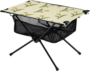 Bolaz Outdoor Folding Portable Picnic Camping Table-Yellow Rose Pattern,Storage Mesh for Camping Gear Accessories, Hiking, Mountaineering, Outdoor Travel