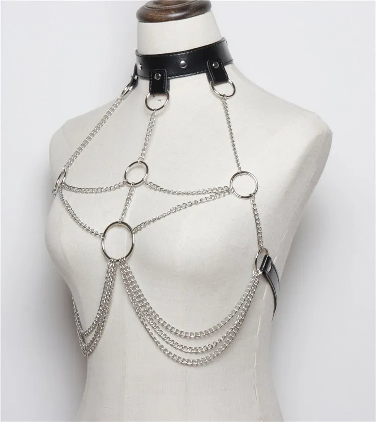 Bondage Waist Harness Bra Cage Chain Belt Straps