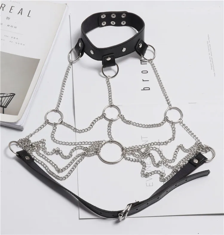 Bondage Waist Harness Bra Cage Chain Belt Straps