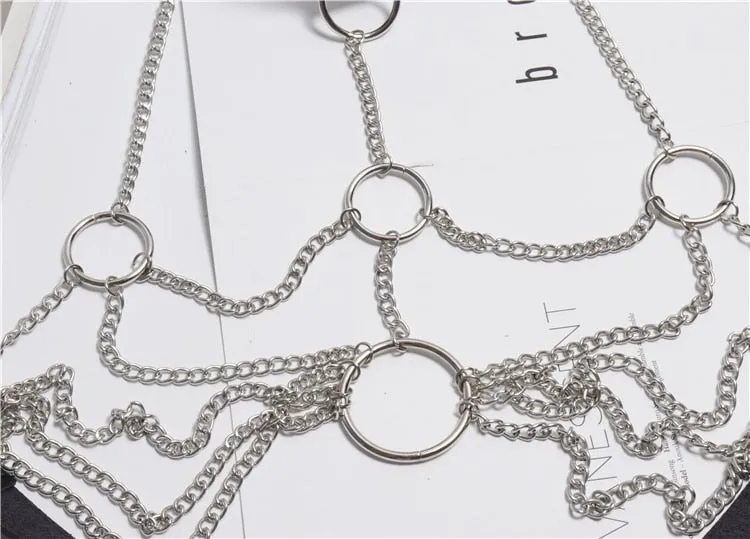 Bondage Waist Harness Bra Cage Chain Belt Straps