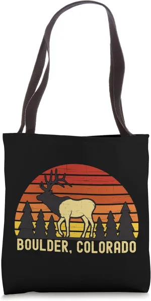 Boulder Colorado Elk Retro Sunset Tote Bag
