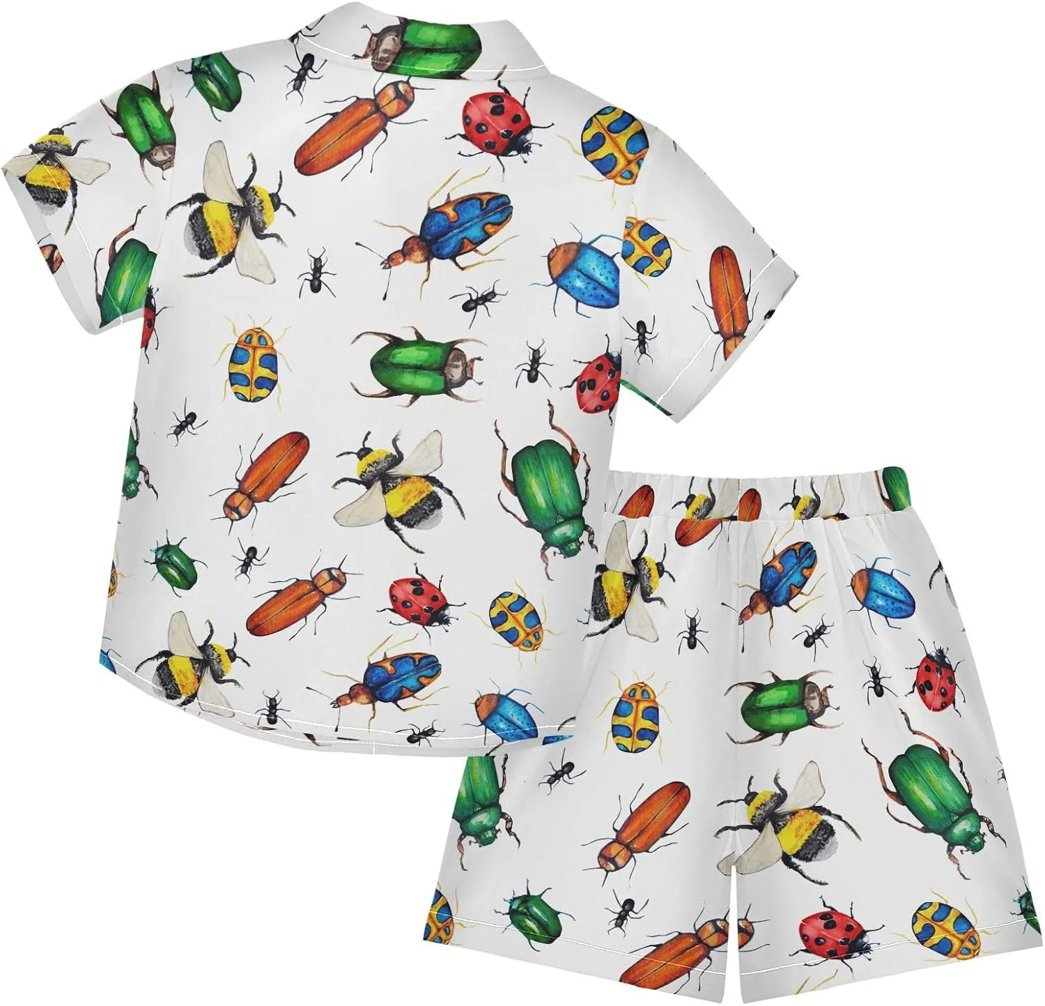 Boys Hawaiian Outfits Summer Button Down Shirt and Short 2 Piece Sets for Kids
