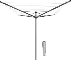 Brabantia Topspinner Outdoor 4 Arm Spinning Clothesline (164 ft/Ø 1.8") Rotating, Folding Clothes Drying Rack   Ground Spike (Anthracite)