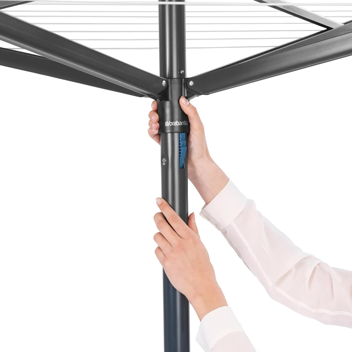 Brabantia Topspinner Outdoor 4 Arm Spinning Clothesline (164 ft/Ø 1.8") Rotating, Folding Clothes Drying Rack   Ground Spike (Anthracite)