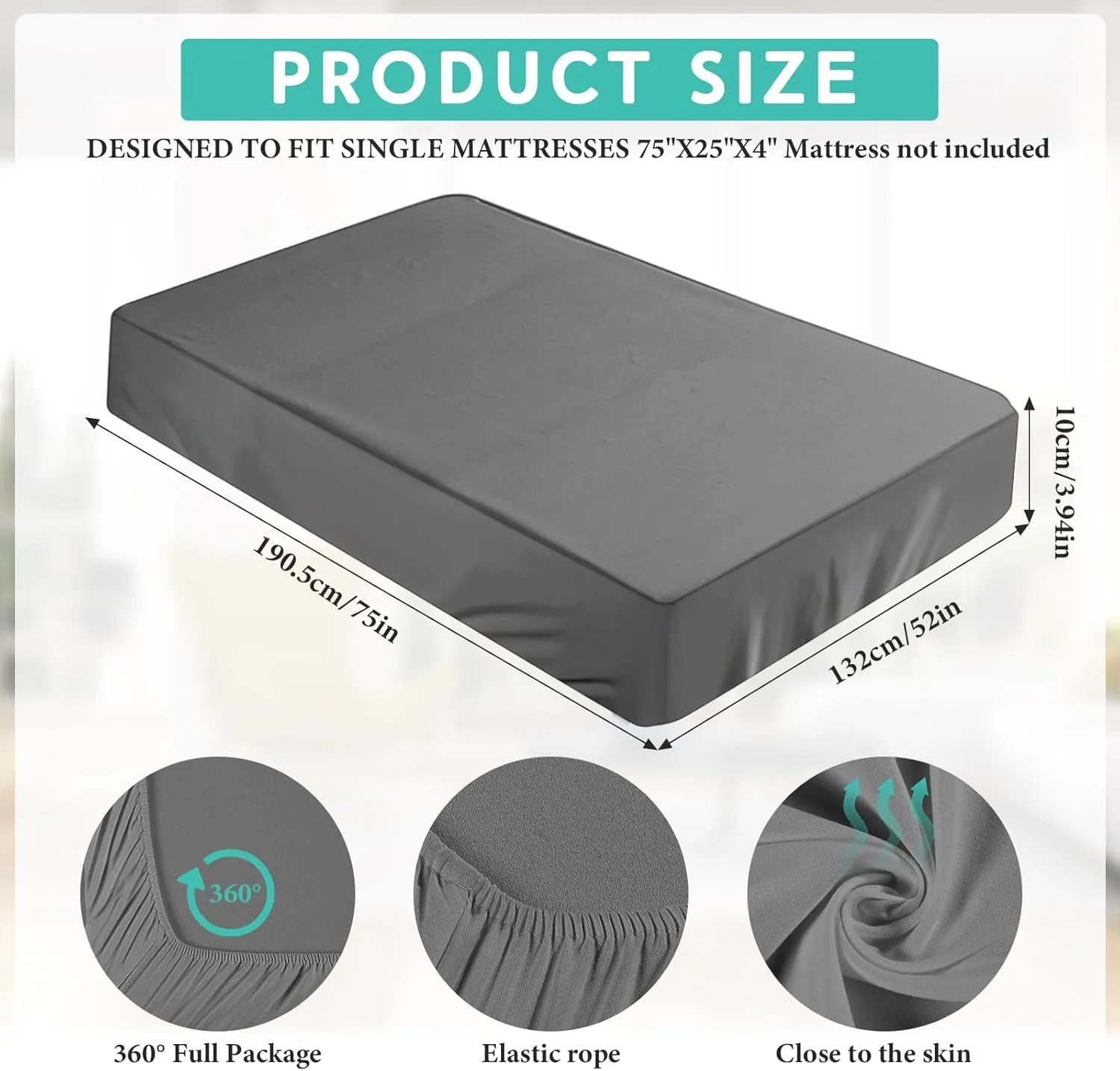 Breling Fitted Sheet (Sheet Only) Compatible with Milliard Trifold Mattress Folding Mattress Fitted Microfiber Bedclothes for Camp Bunk Rvs Bed(Dark Gray,2 Pcs,Full,4'')