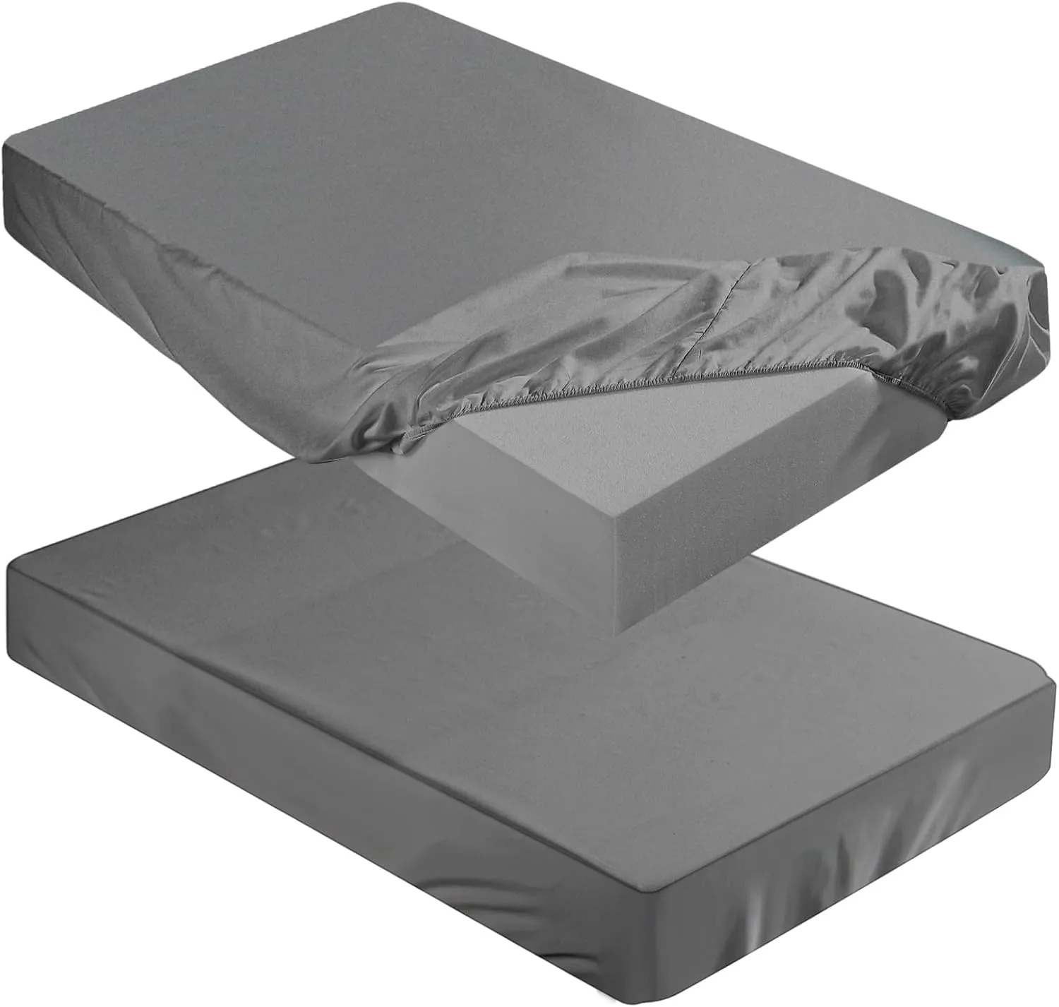 Breling Fitted Sheet (Sheet Only) Compatible with Milliard Trifold Mattress Folding Mattress Fitted Microfiber Bedclothes for Camp Bunk Rvs Bed(Dark Gray,2 Pcs,Full,4'')
