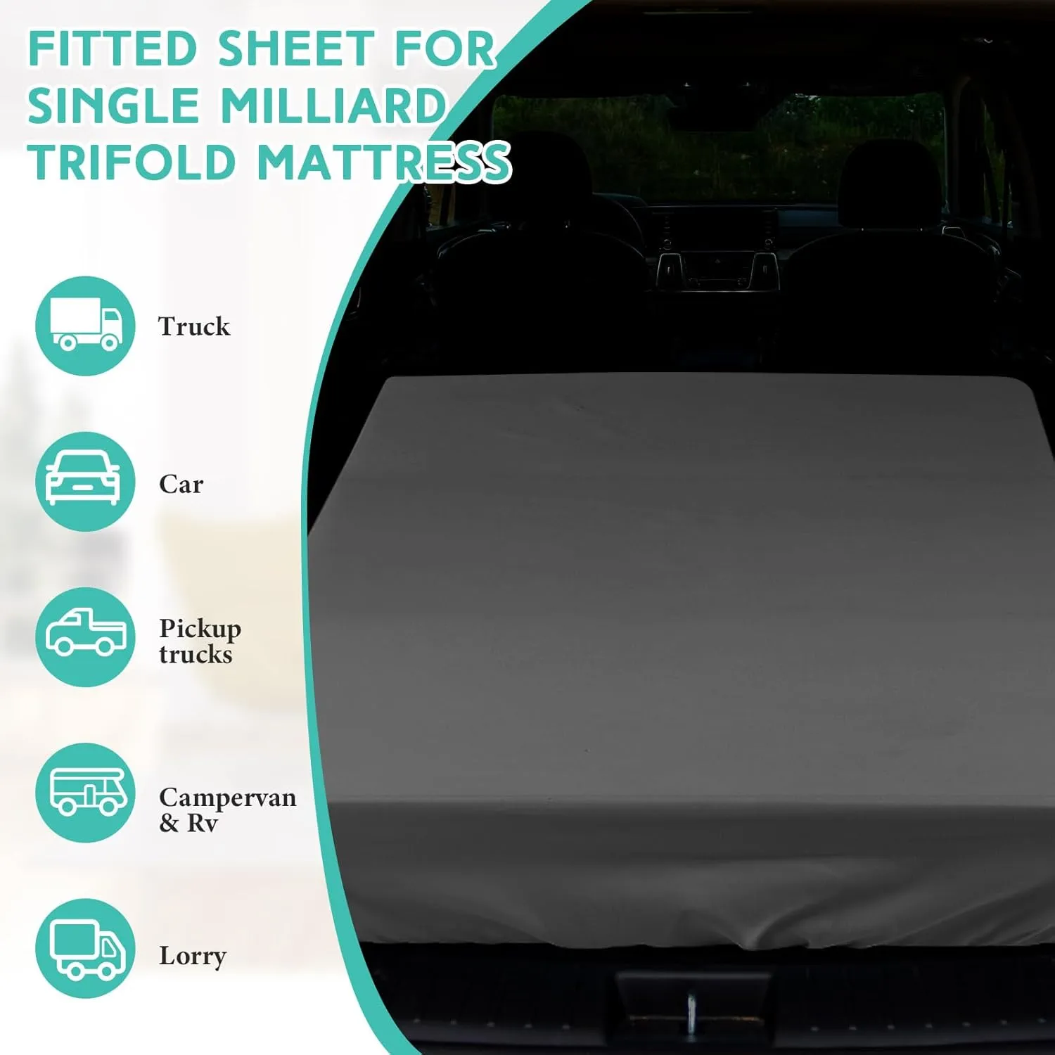 Breling Fitted Sheet (Sheet Only) Compatible with Milliard Trifold Mattress Folding Mattress Fitted Microfiber Bedclothes for Camp Bunk Rvs Bed(Dark Gray,2 Pcs,Full,4'')