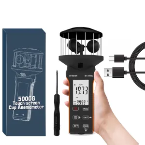 BTMETER BT-5000G  Rechargeable Handheld Wind Speed Meter, Touch Buttons for Shooting, Sailing, Surfing, Drone