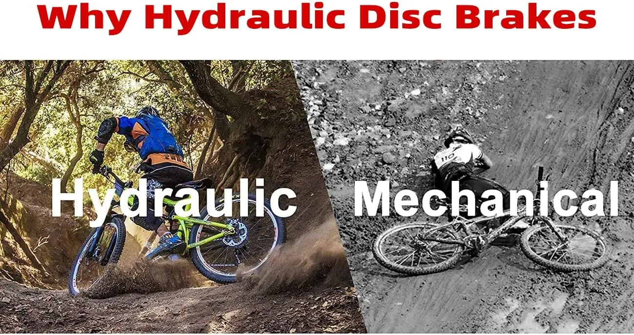 BUCKLOS MTB Hydraulic Disc Brakes for Mountain Bike, Left Front 800 mm Right Rear 1500mm Bike Hydraulic Brake Set Aluminum Alloy Levers with Calipers/PM/is Adapter fit eBike/Fat Bikes