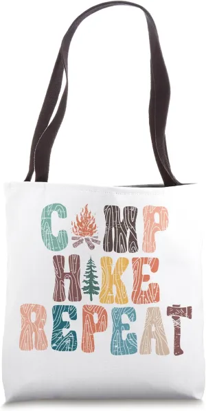 Camp Hike Repeat Distressed Camping Campfire Tote Bag