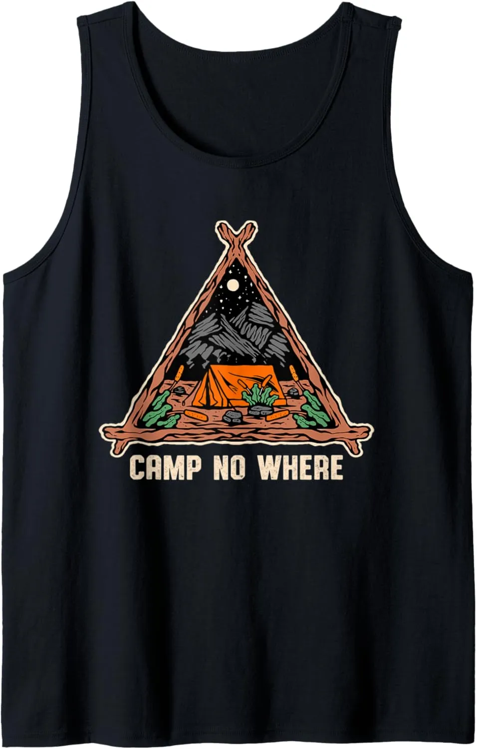 Camp No Where Outdoor Camping Nature Camper Mountain Forest Tank Top