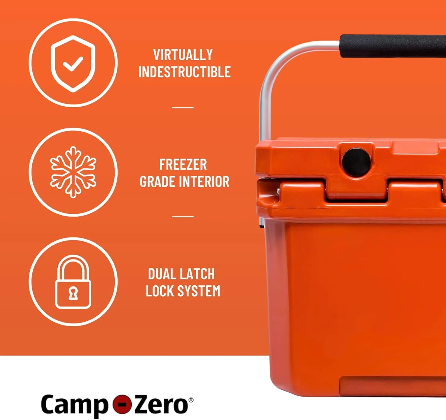 CAMP-ZERO 10L-10.6 Quart Portable Hard Cooler Ice Chest, Perfect for Drinks, Lunch, Beach, Picnics, Boating, Camping and Travel with 2 Molded-in Cup Holders and Folding Aluminum Handle