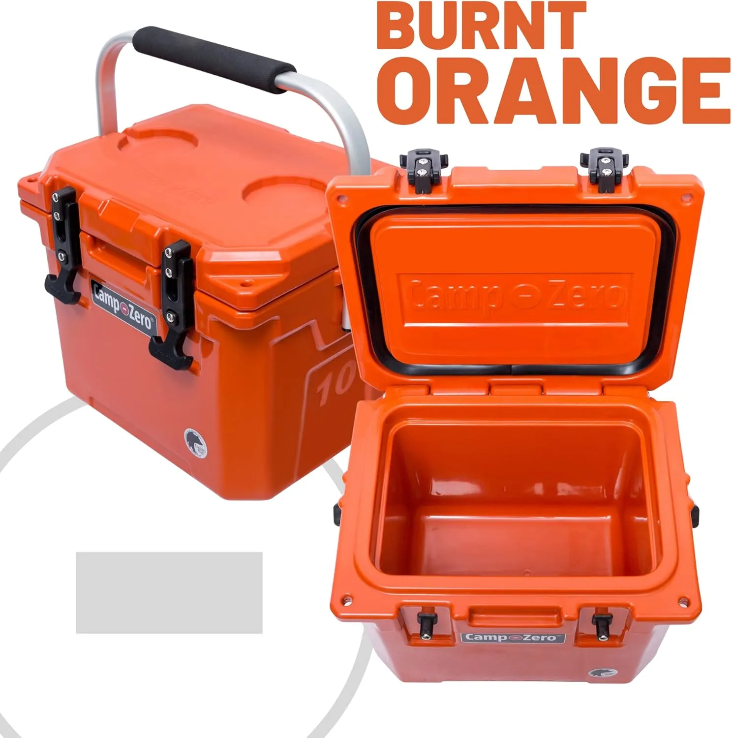 CAMP-ZERO 10L-10.6 Quart Portable Hard Cooler Ice Chest, Perfect for Drinks, Lunch, Beach, Picnics, Boating, Camping and Travel with 2 Molded-in Cup Holders and Folding Aluminum Handle
