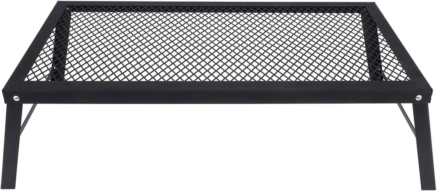 Campfire Grill Grate Over Fire Pit, Folding Campfire Grill Grate Heavy Duty Camping Cooking, Fire Pit Cooking Grate for Outdoor Cooking Grill Traveling Picnic
