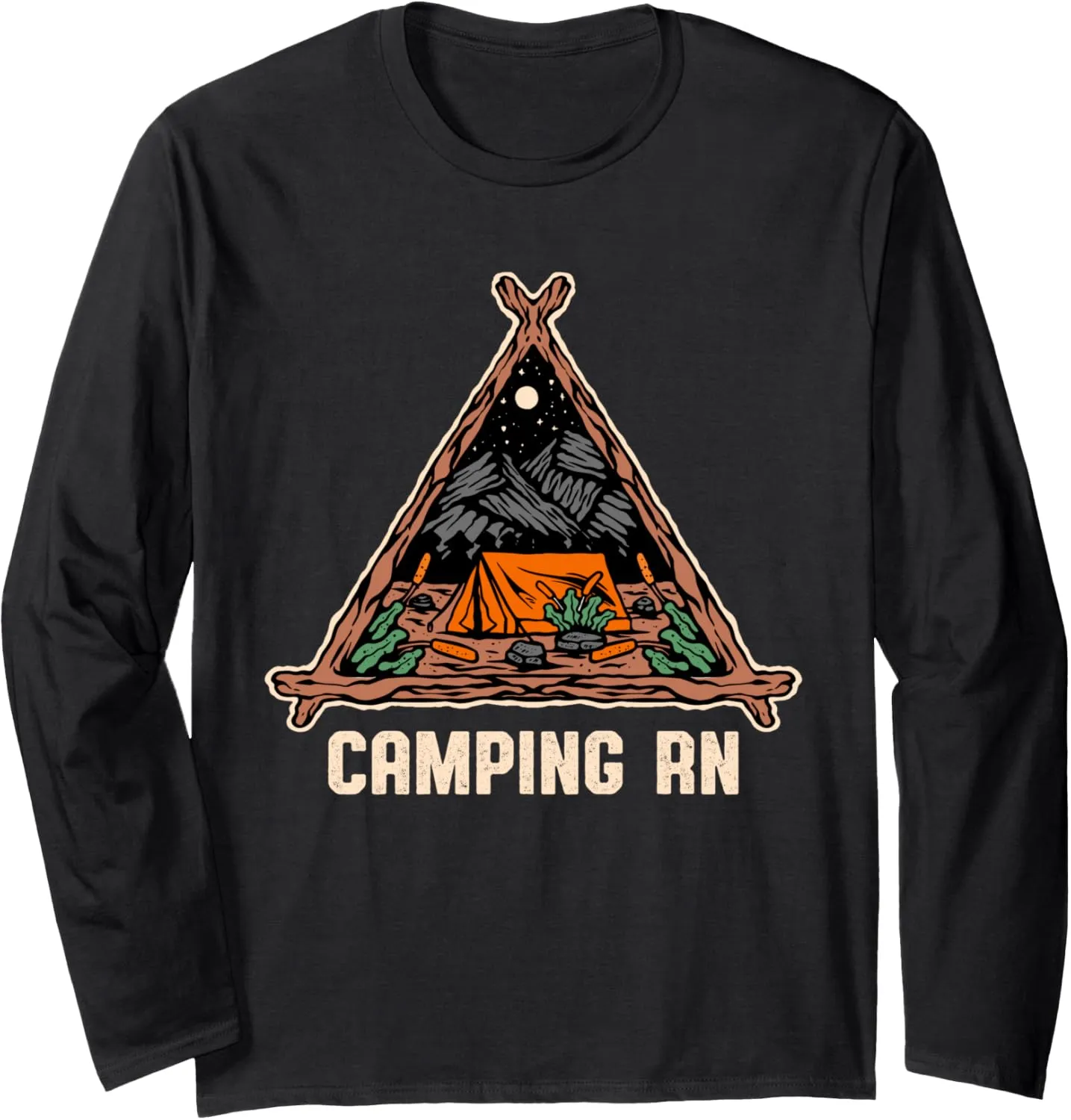 Camping RN Camper Forest Camp Jungle Vacation Wildlife Long Sleeve T-Shirt