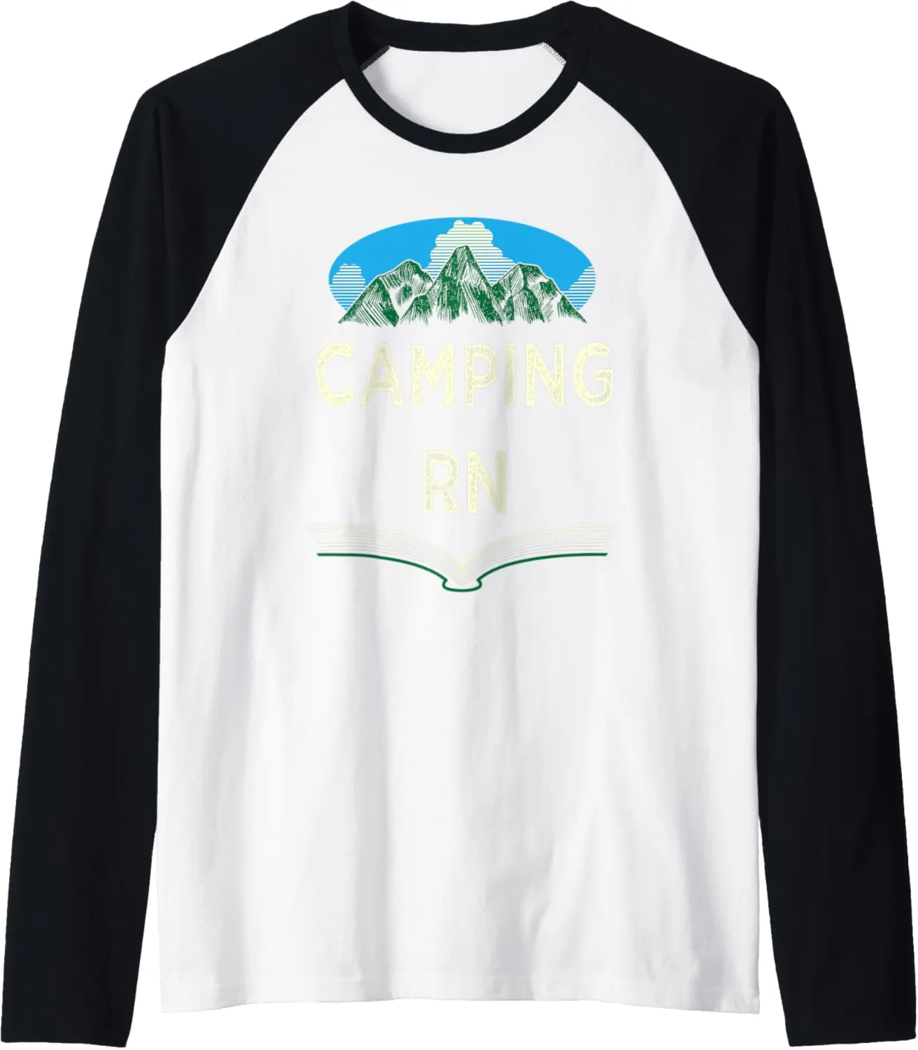 Camping RN Camper Forest Camp Jungle Vacation Wildlife Raglan Baseball Tee