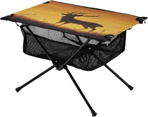 Camping Table Lightweight Portable Folding Table with Mesh Storage Net Animal Deer Star Ideal for Camping Hiking Beach Picnic Travel Backyard