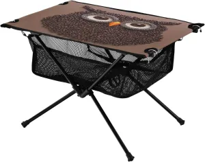 Camping Table Lightweight Portable Folding Table with Mesh Storage Net Coffee Beans Owl Ideal for Camping Hiking Beach Picnic Travel Backyard