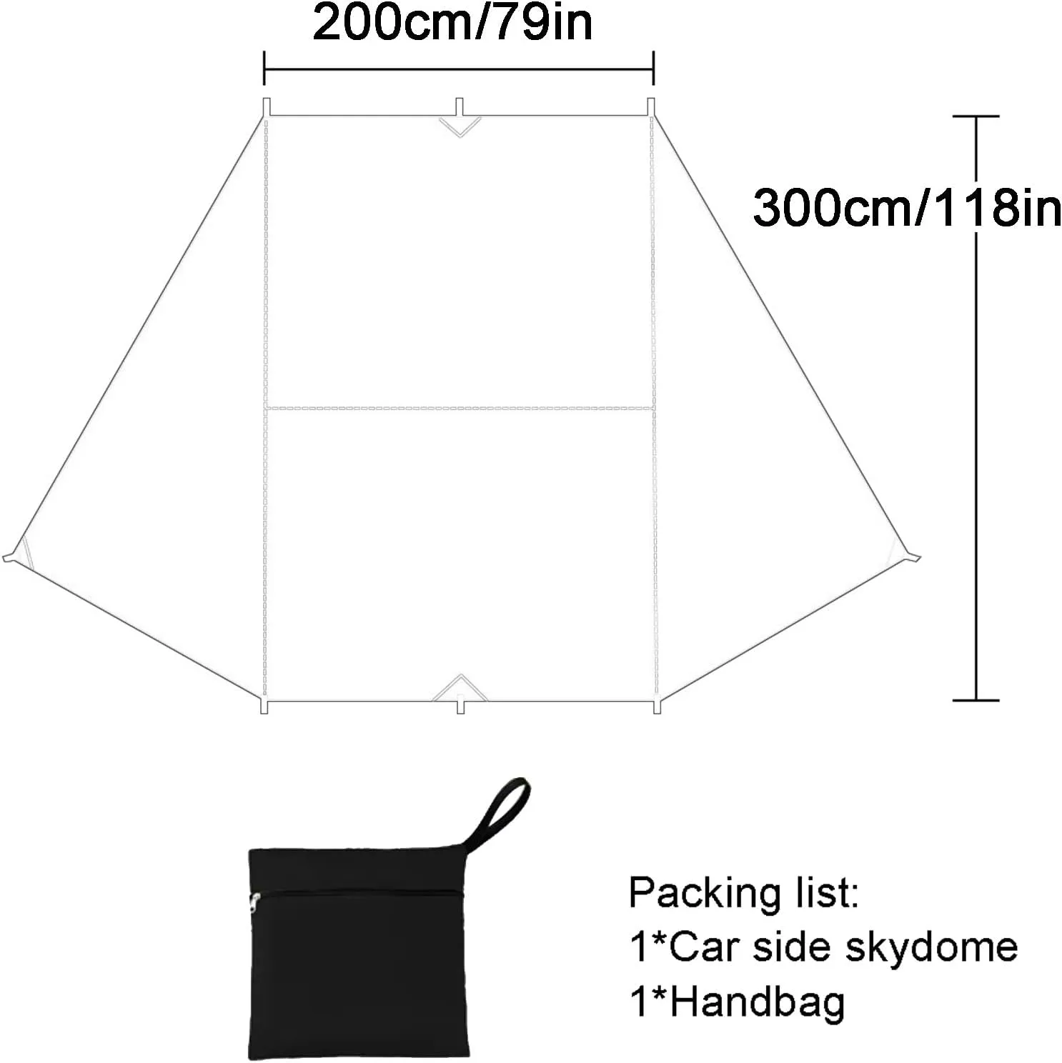 Camping Tent Car Tailgate Shade Awning with Storage Bag, Tear-Resistant, Waterproof 8000MM UPF 50 , Canopy for Outdoor Camping Travel(White)