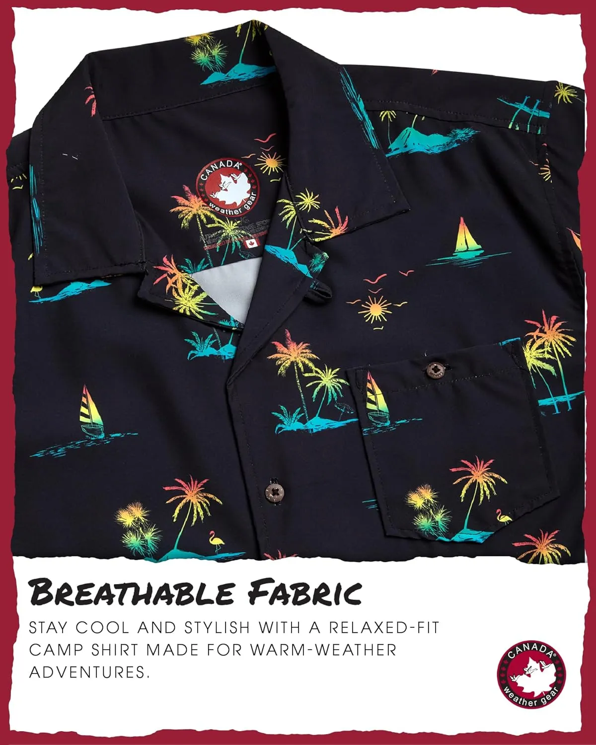 CANADA WEATHER GEAR Men's Beach Wear Set - 2 Piece Camp Hawaiian Shirt and Swim Shorts Vacation Outfit Set (Sizes: S-2XL)