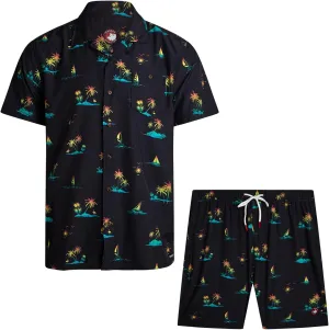CANADA WEATHER GEAR Men's Beach Wear Set - 2 Piece Camp Hawaiian Shirt and Swim Shorts Vacation Outfit Set (Sizes: S-2XL)