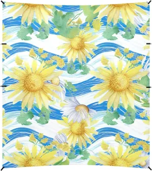 Canopy Beach Tent 9.2 × 10.5 FT Outdoor Patio Shade Cute Yellow Daisies Chrysanthemums Floral Camping Sun Shelter Waterproof with Anchor Poles Easy up