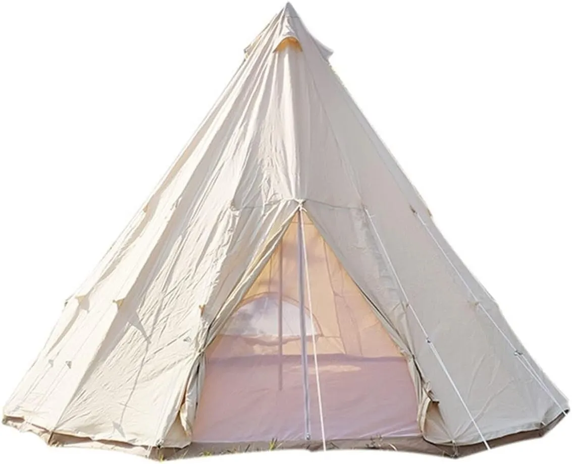 Canvas Indian Bell Tent for 3-8 Persons, Waterproof Glamping Yurt Tent, Family Camping, Hunting & Christmas Party Shelter (100x29x29cm)
