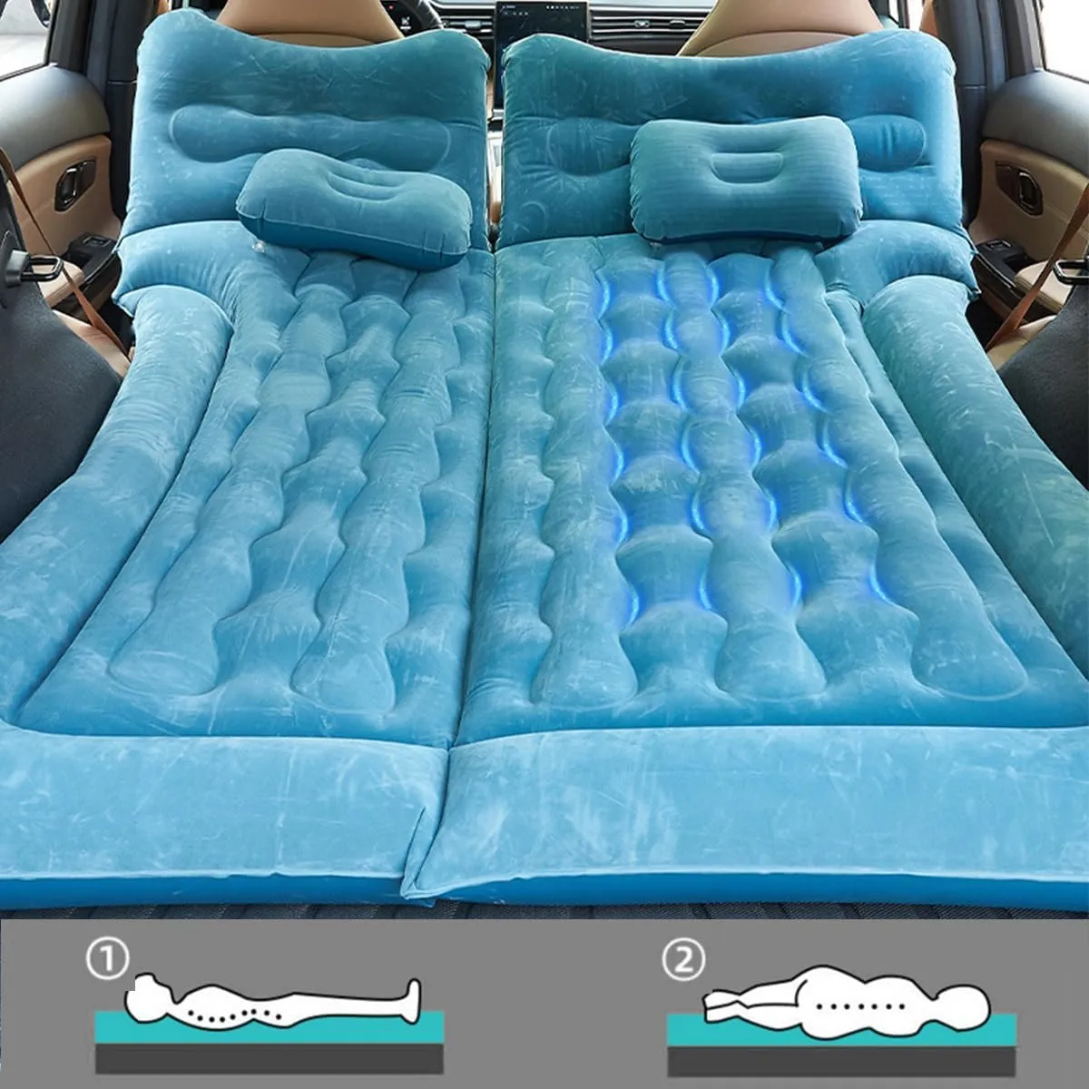 Car Air Mattress for Jeep Compass 2007-2017 Back Seat Inflatable Bed Camping Trunk Airbed Sleeping Bed Traveling Foldable Boot Mattress Outdoor,Black01-A