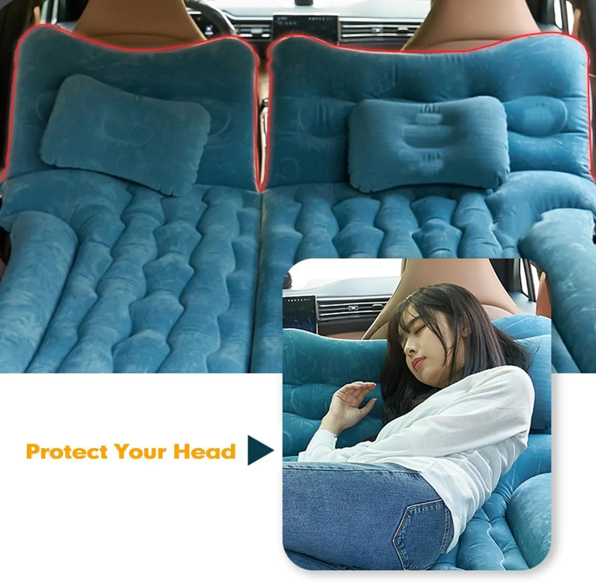 Car Air Mattress for Jeep Compass 2007-2017 Back Seat Inflatable Bed Camping Trunk Airbed Sleeping Bed Traveling Foldable Boot Mattress Outdoor,Black01-A