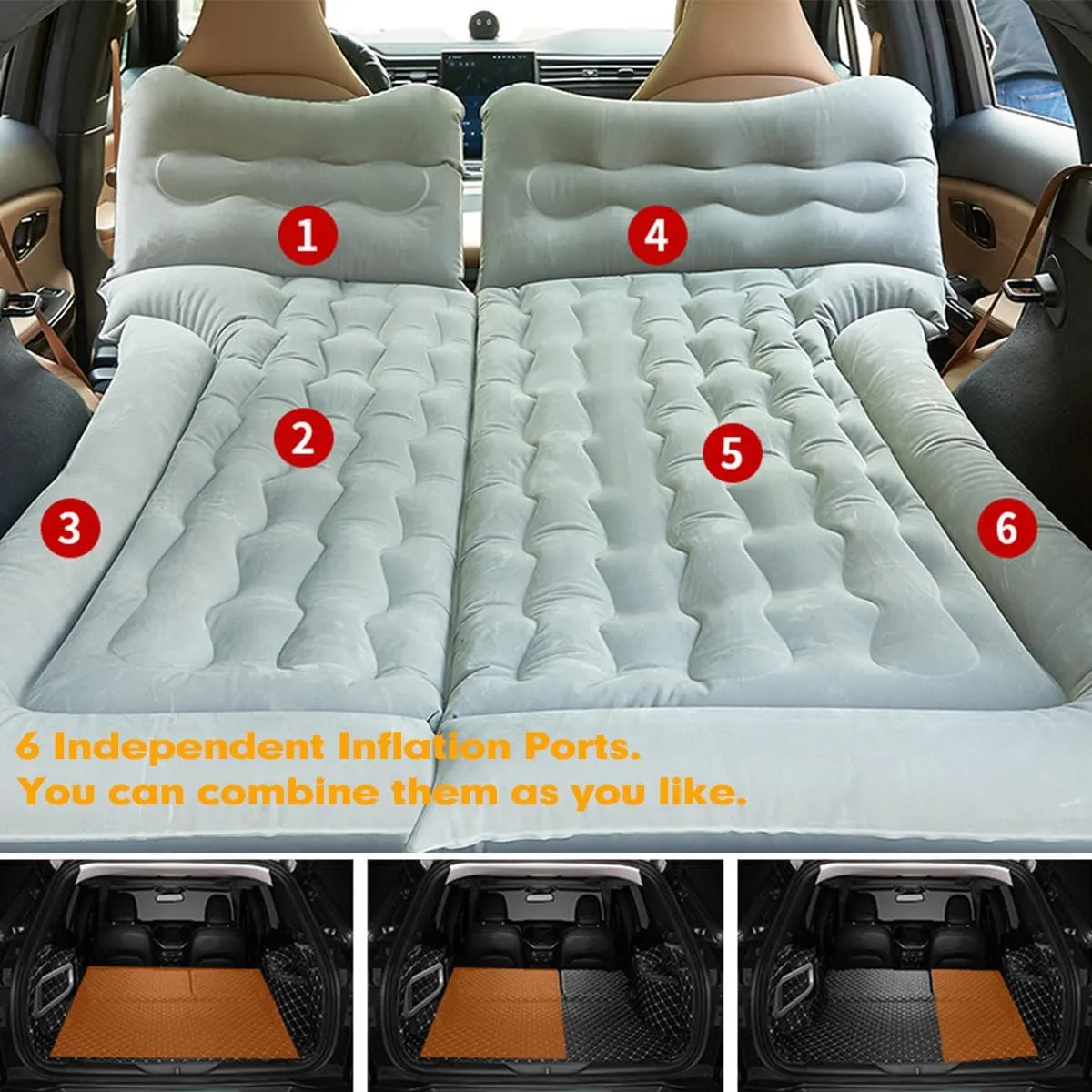 Car Air Mattress for Jeep Compass 2007-2017 Back Seat Inflatable Bed Camping Trunk Airbed Sleeping Bed Traveling Foldable Boot Mattress Outdoor,Black01-A