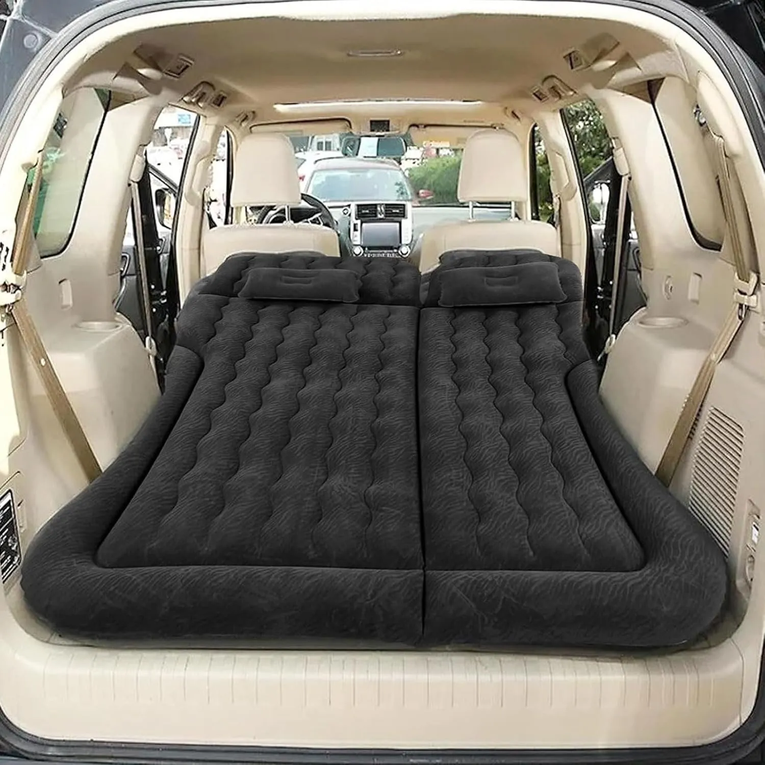 Car Air Mattress for Jeep Compass II (MP) 2017 2018 2019 2020 2021, Car Mattress Inflatable Bed Portable Foldable with Pillow Camping Travel Car Accessories,Black