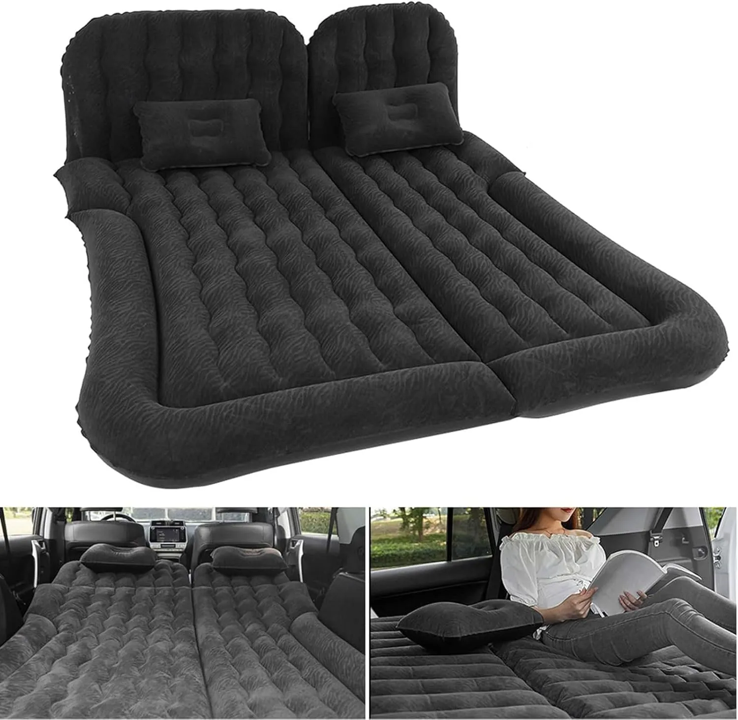 Car Air Mattress for Jeep Compass II (MP) 2017 2018 2019 2020 2021, Car Mattress Inflatable Bed Portable Foldable with Pillow Camping Travel Car Accessories,Black