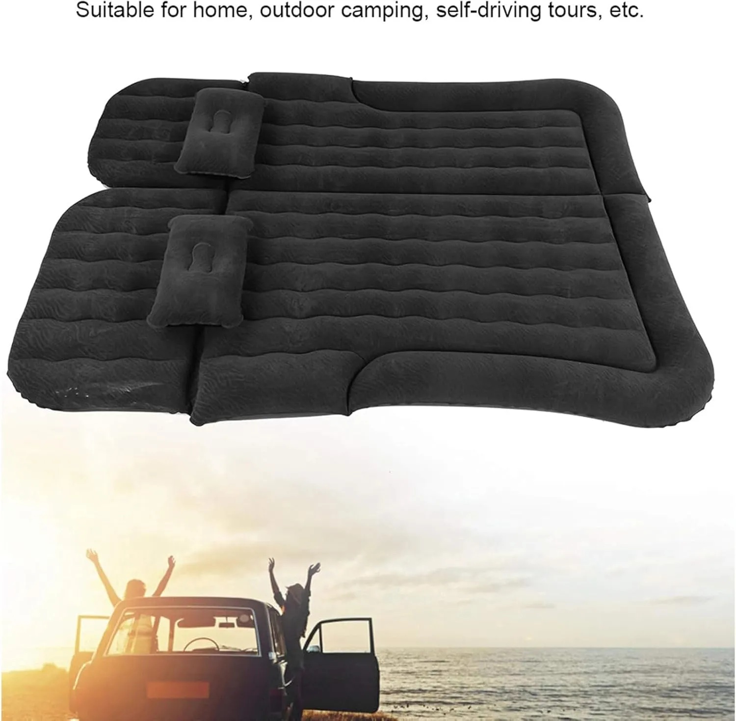 Car Air Mattress for Jeep Compass II (MP) 2017 2018 2019 2020 2021, Car Mattress Inflatable Bed Portable Foldable with Pillow Camping Travel Car Accessories,Black