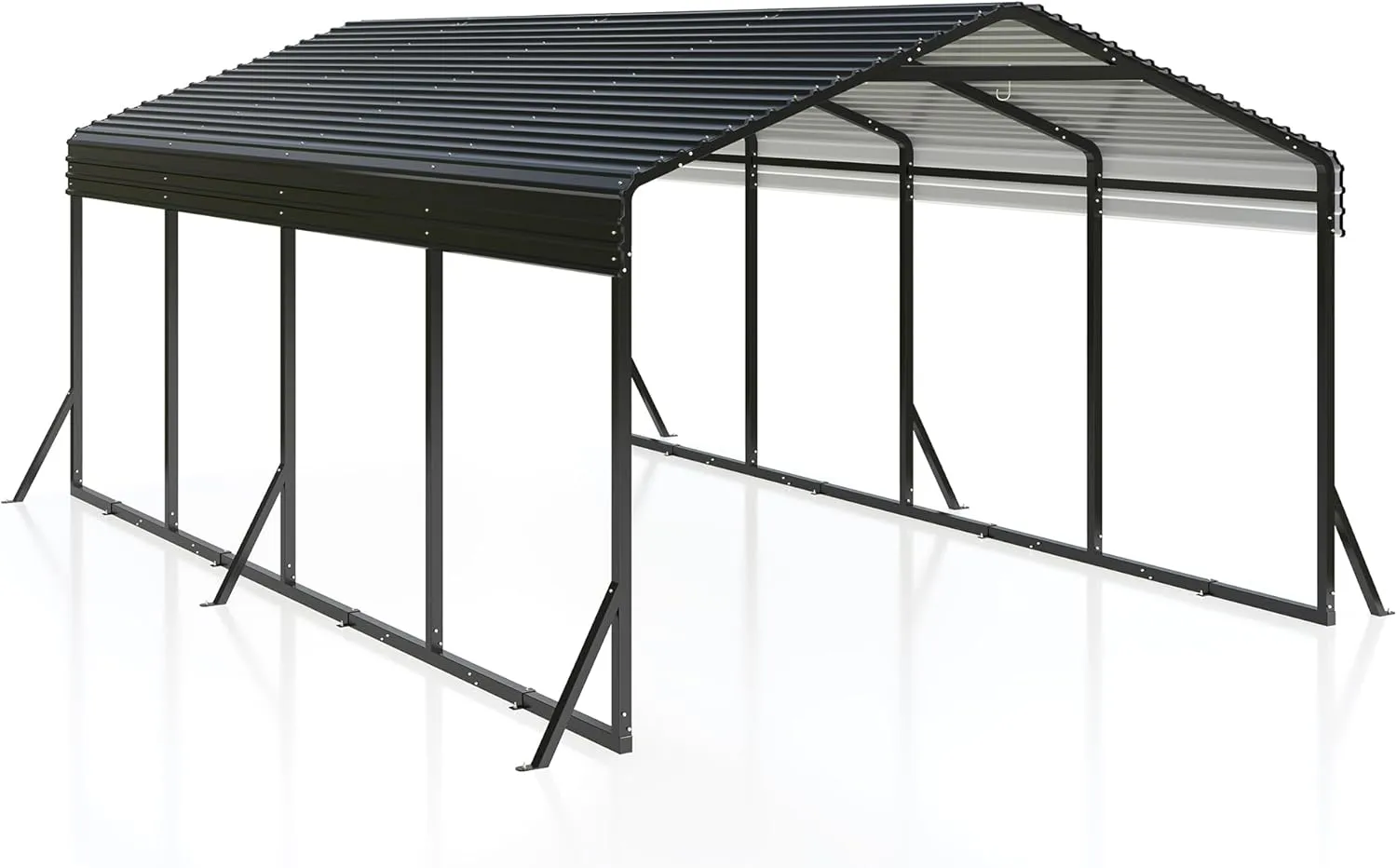 Carport 12x20 FT Metal Carport with Reinforced Base Outdoor Heavy Duty Garage Galvanized Car Shelter for Pickup, Boat, Car and Tractors