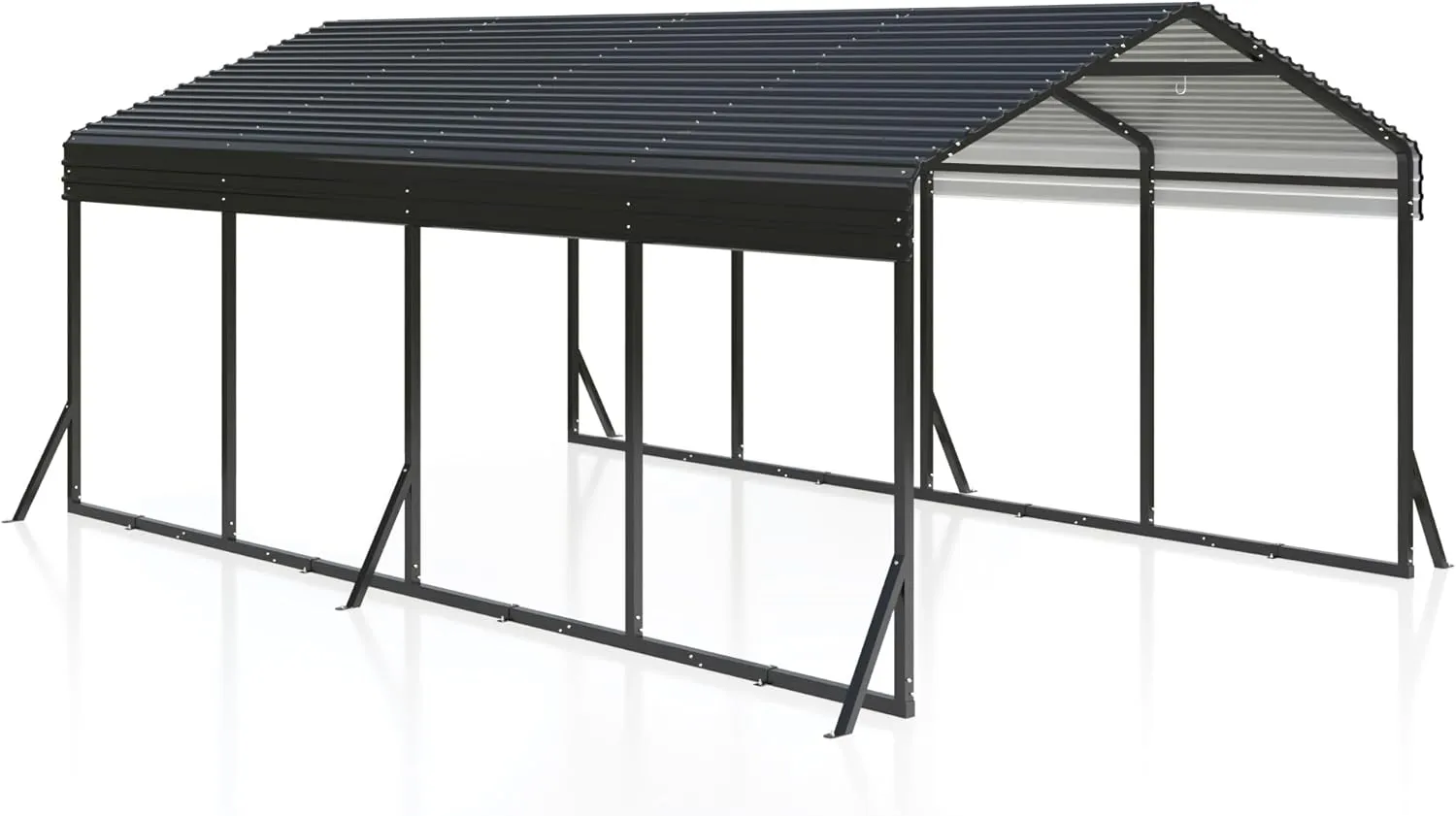 Carport 12x20 FT Metal Carport with Reinforced Base Outdoor Heavy Duty Garage Galvanized Car Shelter for Pickup, Boat, Car and Tractors