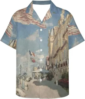 Casual Polynesian Shirt for Men Hawaiian Shirt Beach Shirt Pacific Islander Outfit Canvas Painting Printed