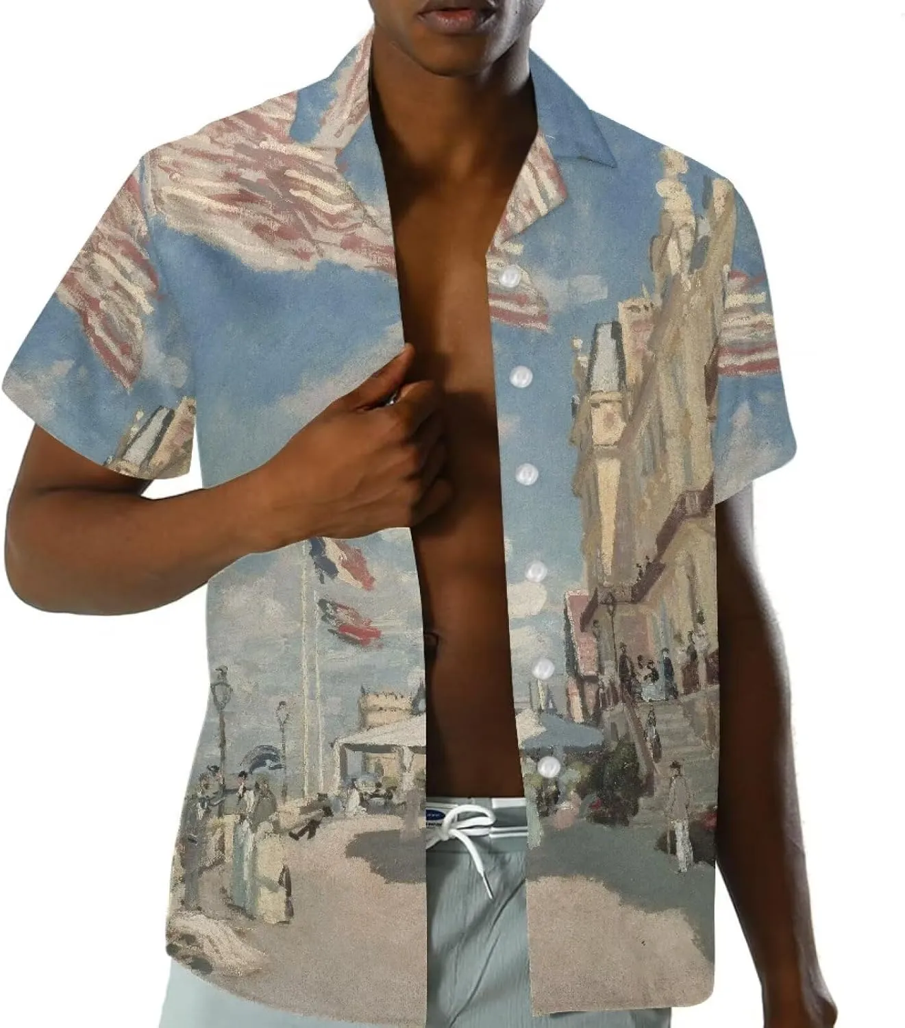 Casual Polynesian Shirt for Men Hawaiian Shirt Beach Shirt Pacific Islander Outfit Canvas Painting Printed