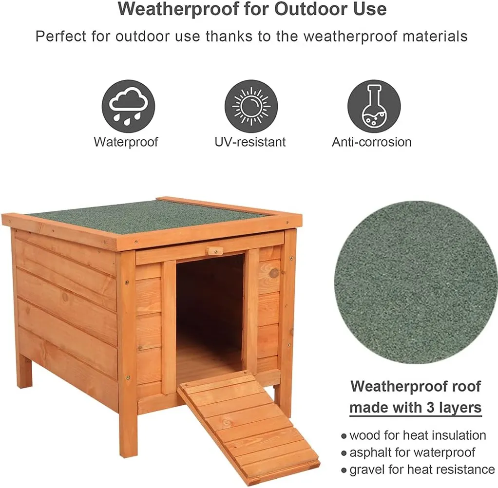 Cat House Outside, Weatherproof Wooden Bunny Rabbit Cat Hutch Outdoor Pet Cage Shelter Feral Cat House, Small Pet House and Habitats