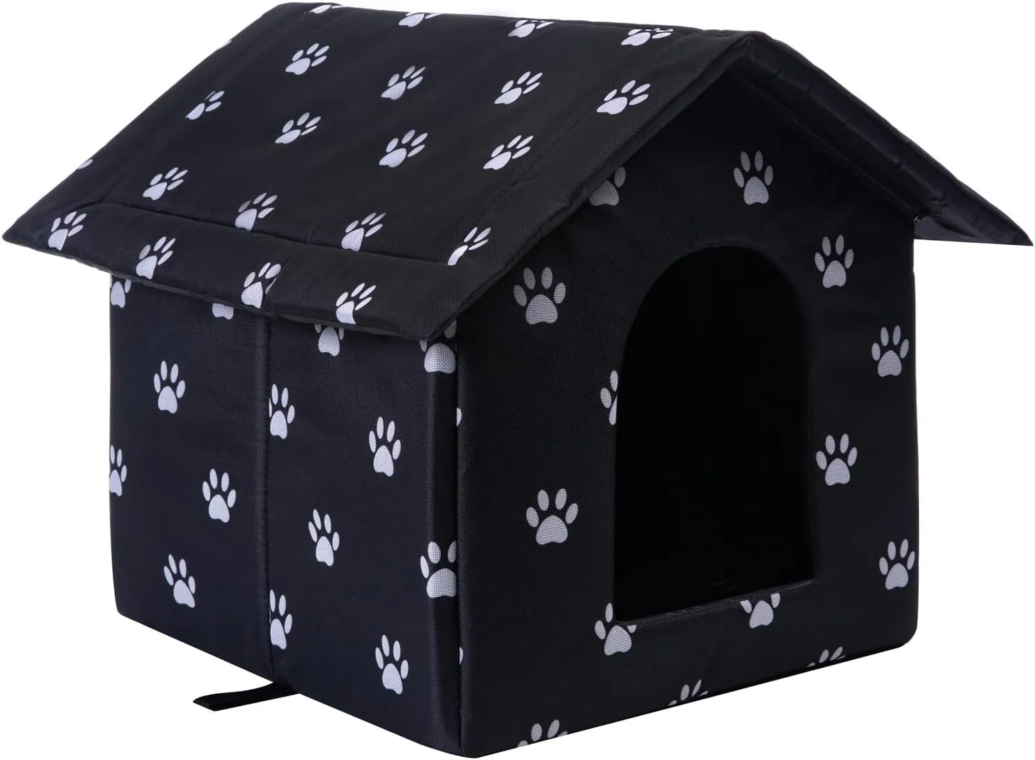 Cat Houses for Outdoor Cats Outdoor Houses for Feral Cats Cat House with Weatherproof Canvas Roof Stray Shelter (Medium cat Houses, Black pet House)