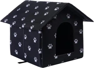 Cat Houses for Outdoor Cats Outdoor Houses for Feral Cats Cat House with Weatherproof Canvas Roof Stray Shelter (Medium cat Houses, Black pet House)