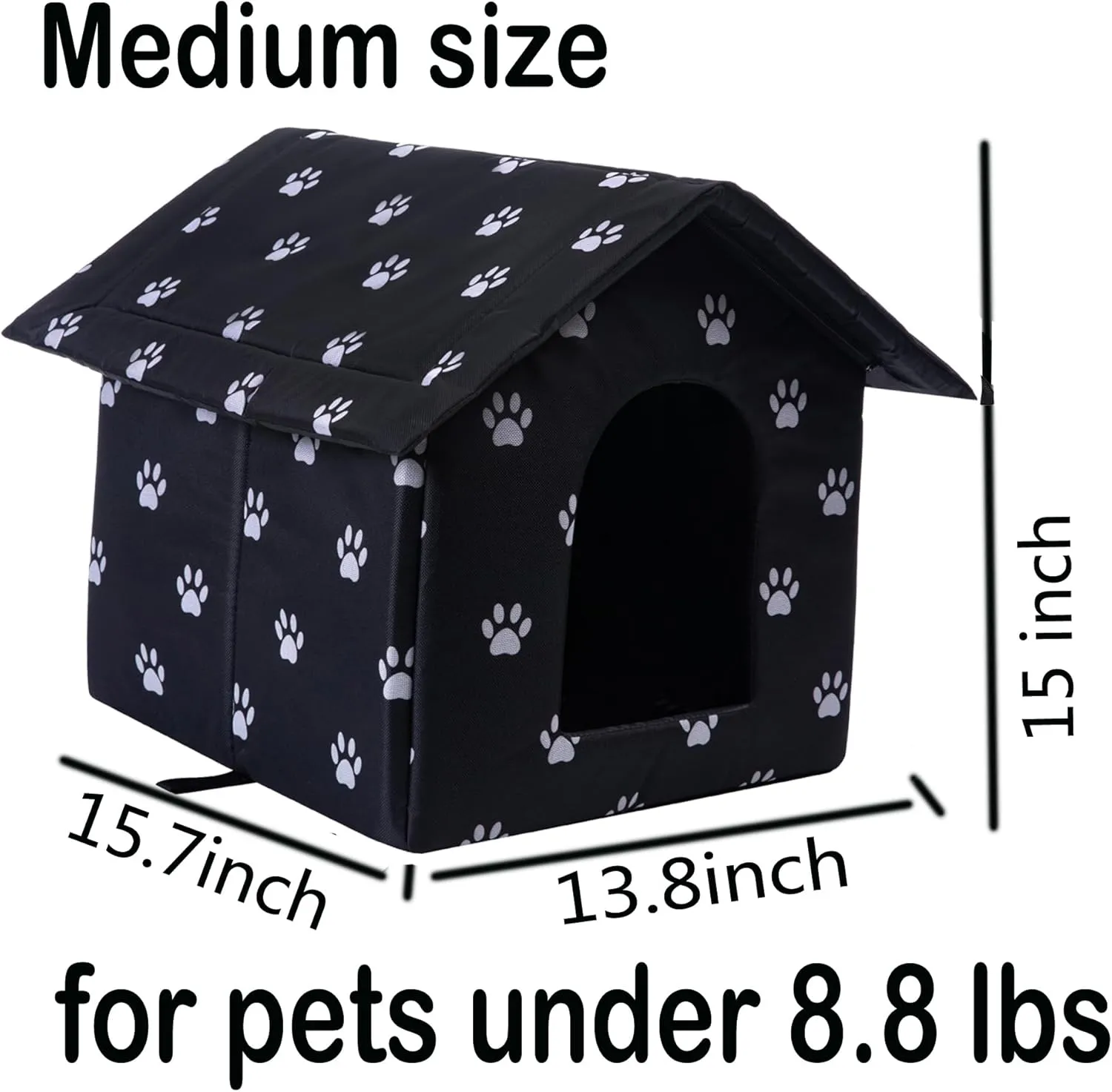 Cat Houses for Outdoor Cats Outdoor Houses for Feral Cats Cat House with Weatherproof Canvas Roof Stray Shelter (Medium cat Houses, Black pet House)